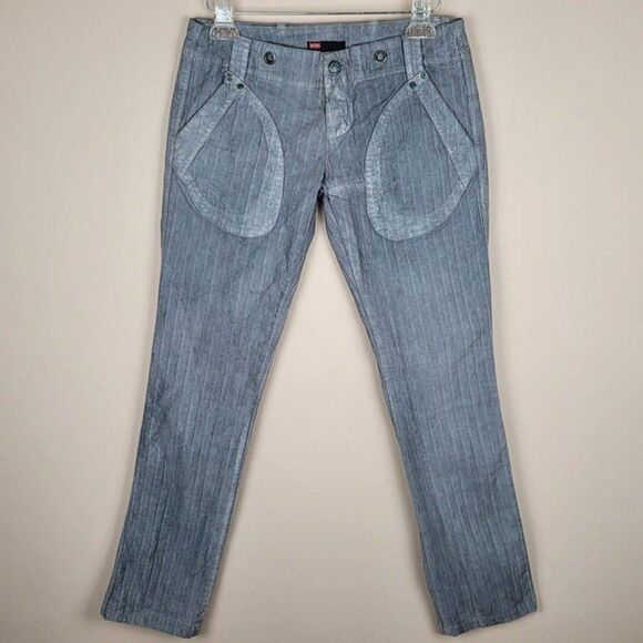 DIESEL Ribly Pant Size 28 Ribbed Jeans Low Rise Retro Straight Leg Blue Gray - Picture 1 of 12